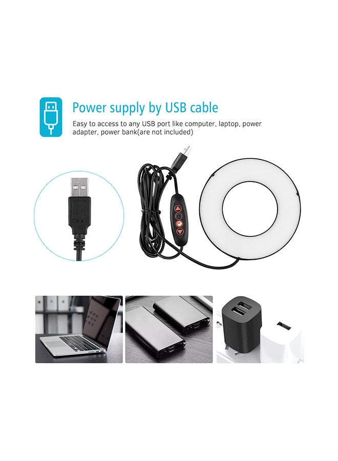 Generic - LED Ring Light Lamp 3 Modes With Mini Tripod Stand Black - Image 1