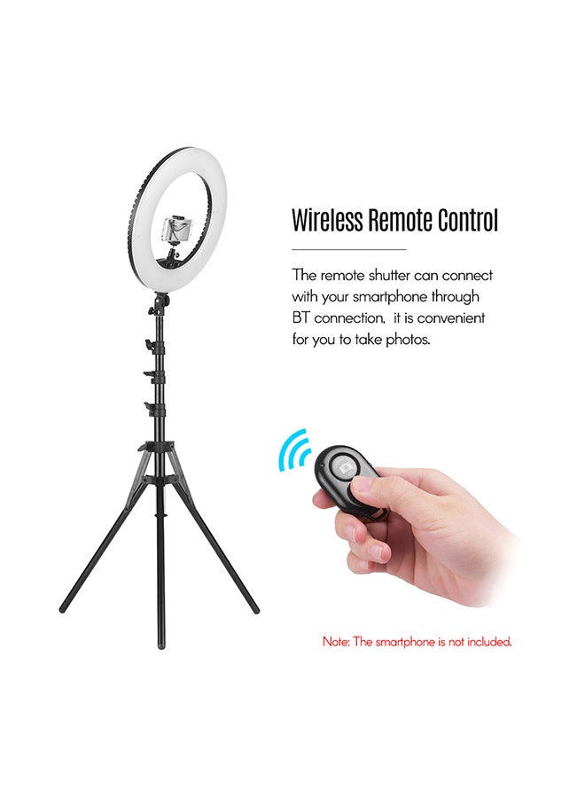 Dimmable  LED Ring Light With Tripod Stand Kit Black  - Image 2