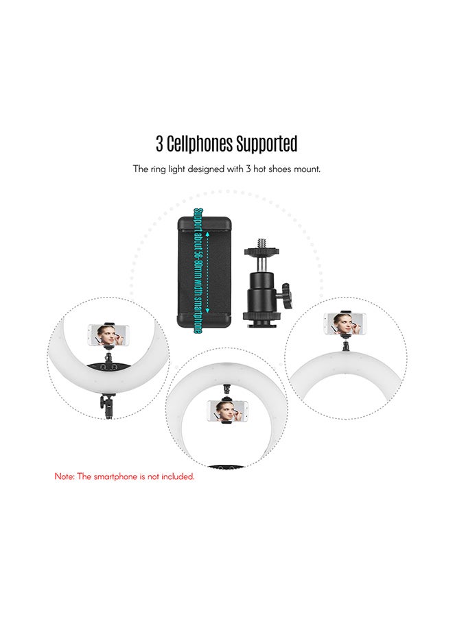 Dimmable  LED Ring Light With Tripod Stand Kit Black  - Image 3