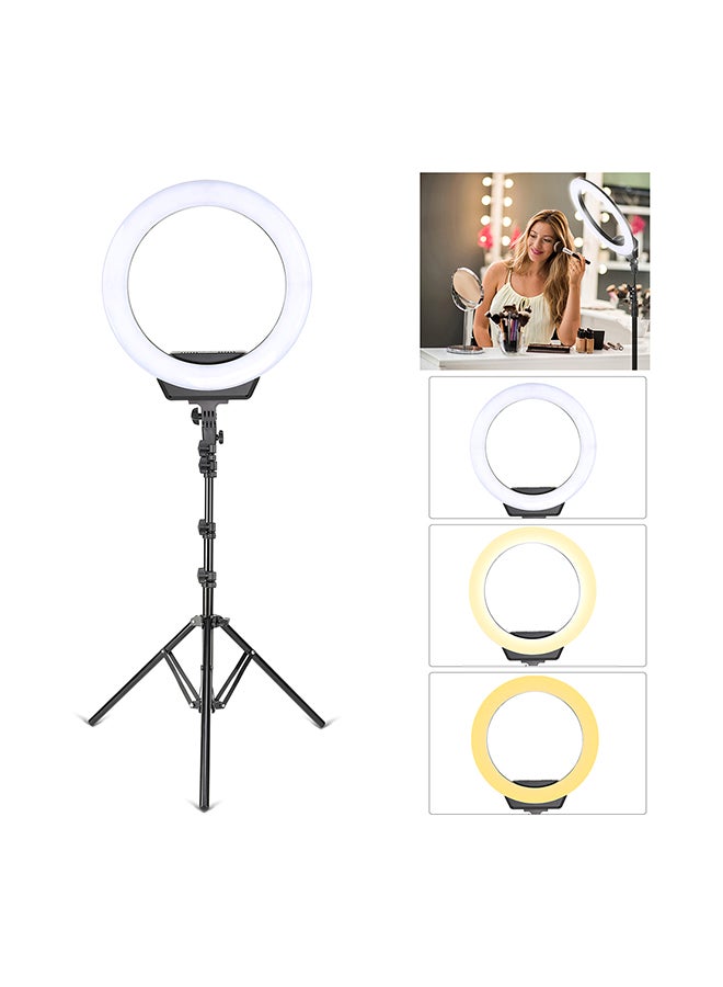 LED Selfie Ring Light Camera Lamp With Tripod Stand Kit Black