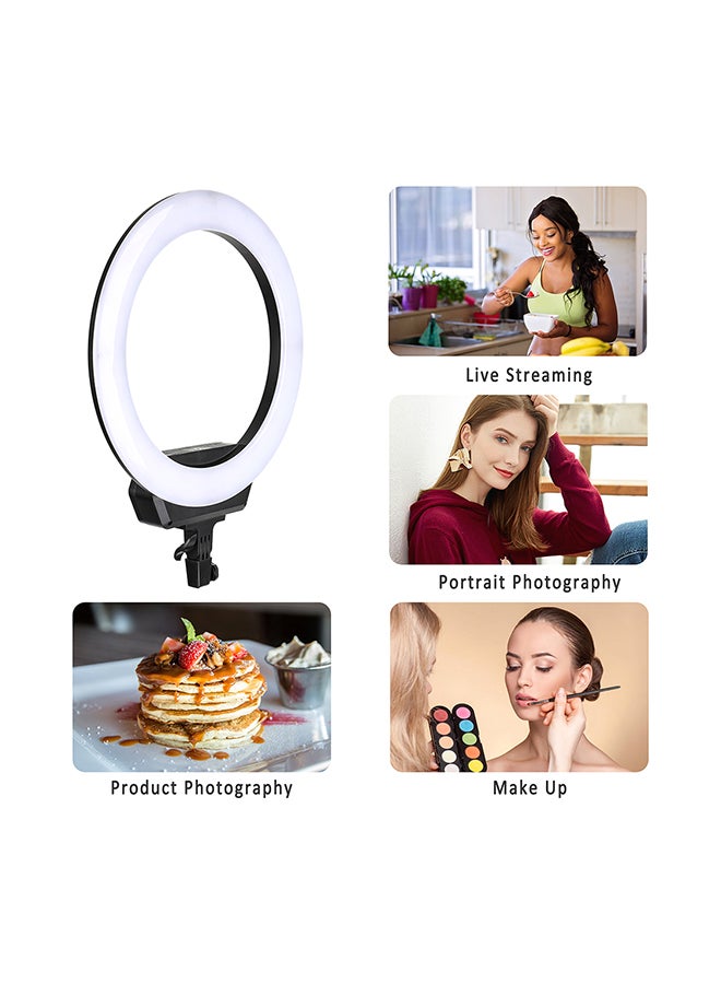 LED Selfie Ring Light Camera Lamp With Tripod Stand Kit Black