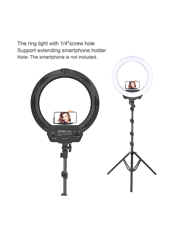 LED Selfie Ring Light Camera Lamp With Tripod Stand Kit Black
