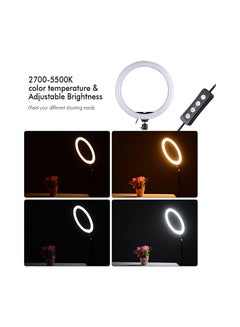 ماركة غير محددة حلقة إضاءة LED قابلة للتعتيم لتصوير الفيديو مع حامل للهاتف الذكي أسود  - Image 5