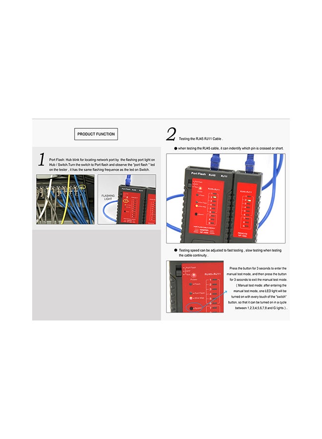 2-Piece Network Cable Tester Set Black/Red 17x3.40x11cm - Image 4