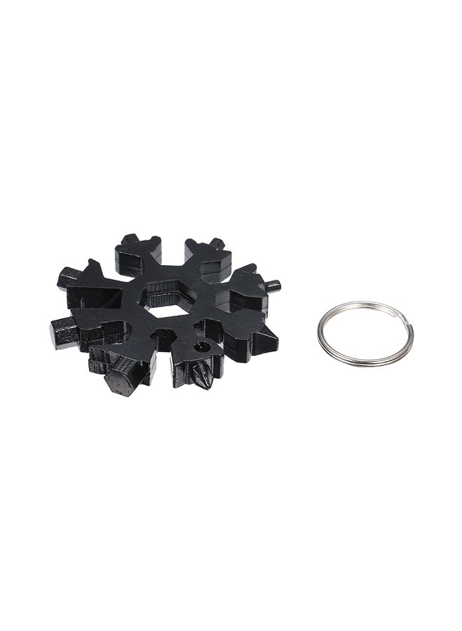Snowflake Shaped Multi-Functional Screwdriver With Keychain Tool Card Black 6.50x1x6.50cm  - Image 2