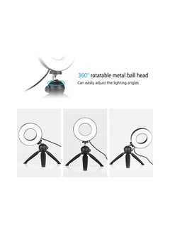 Generic LED Ring Light Lamp 3 Modes With Mini Tripod Stand Black  - Image 2