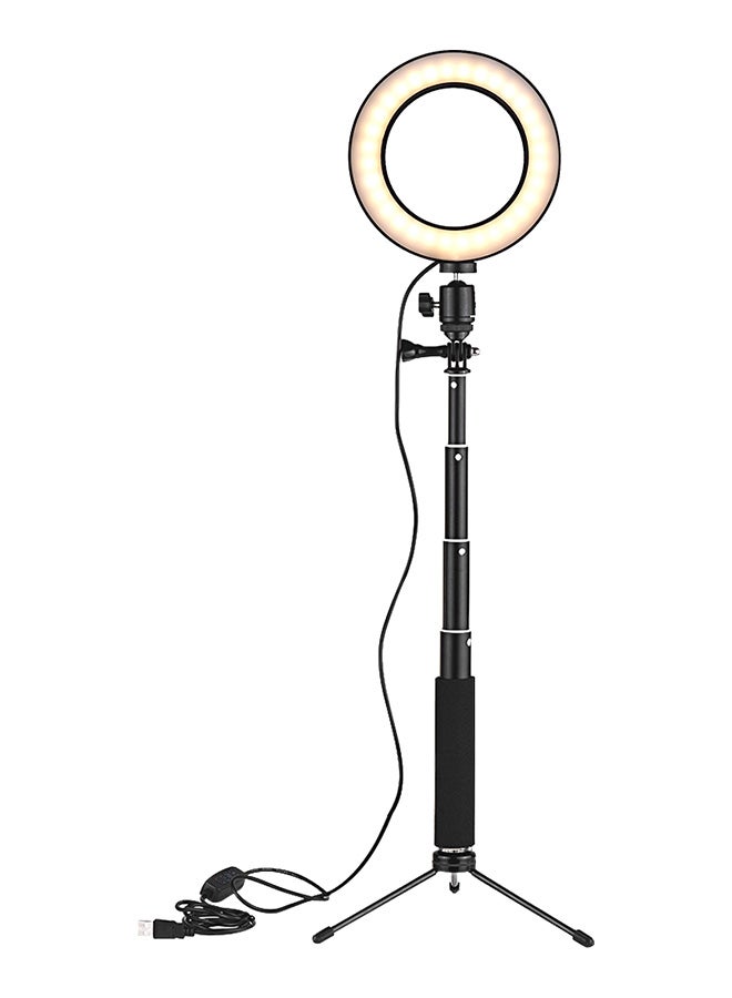 Dimmable Mini LED Video Ring Light 3 Modes With Stand Black - Image 1