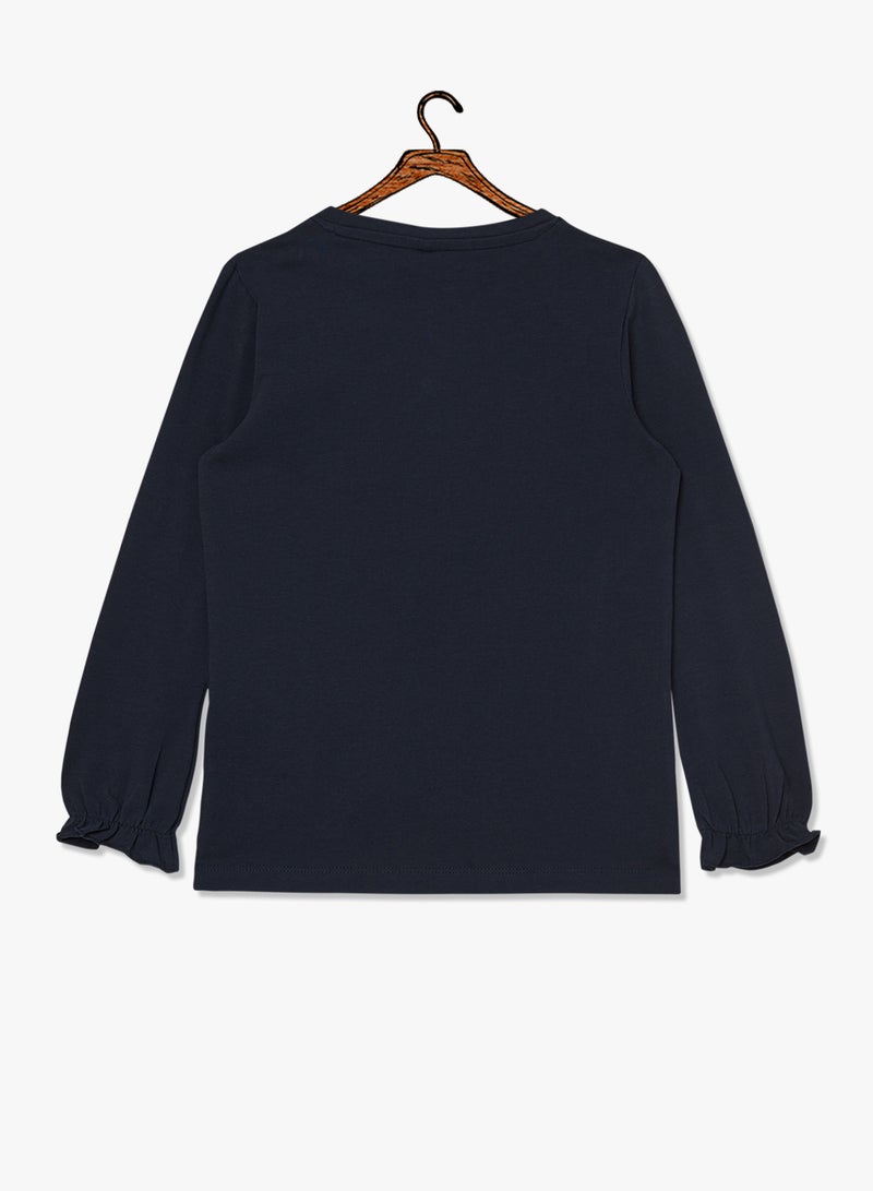 نيم ات تيشيرت مطرز للأطفال بأكمام طويلة أسود - Image 2