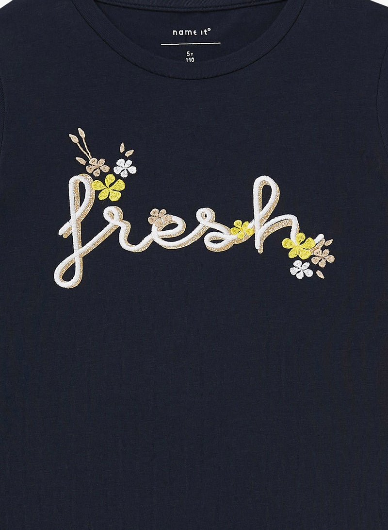 نيم ات تيشيرت مطرز للأطفال بأكمام طويلة أسود - Image 3