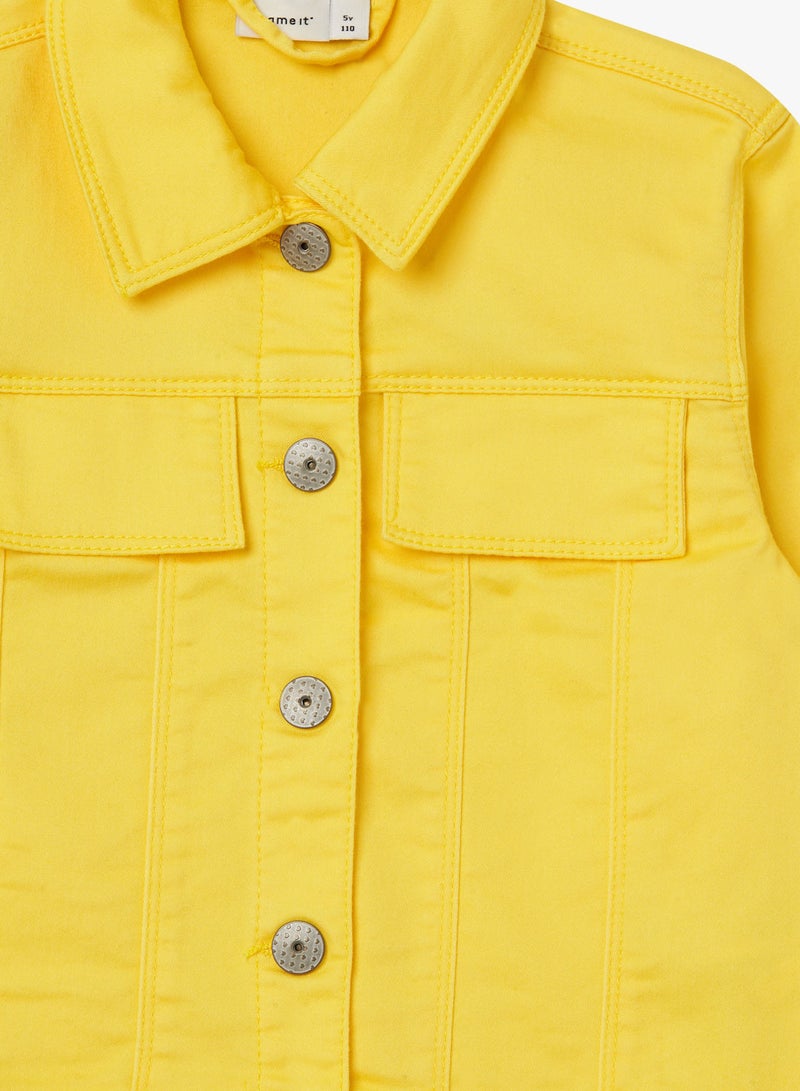 NAME IT - Kids Denim Jacket Yellow - Image 1
