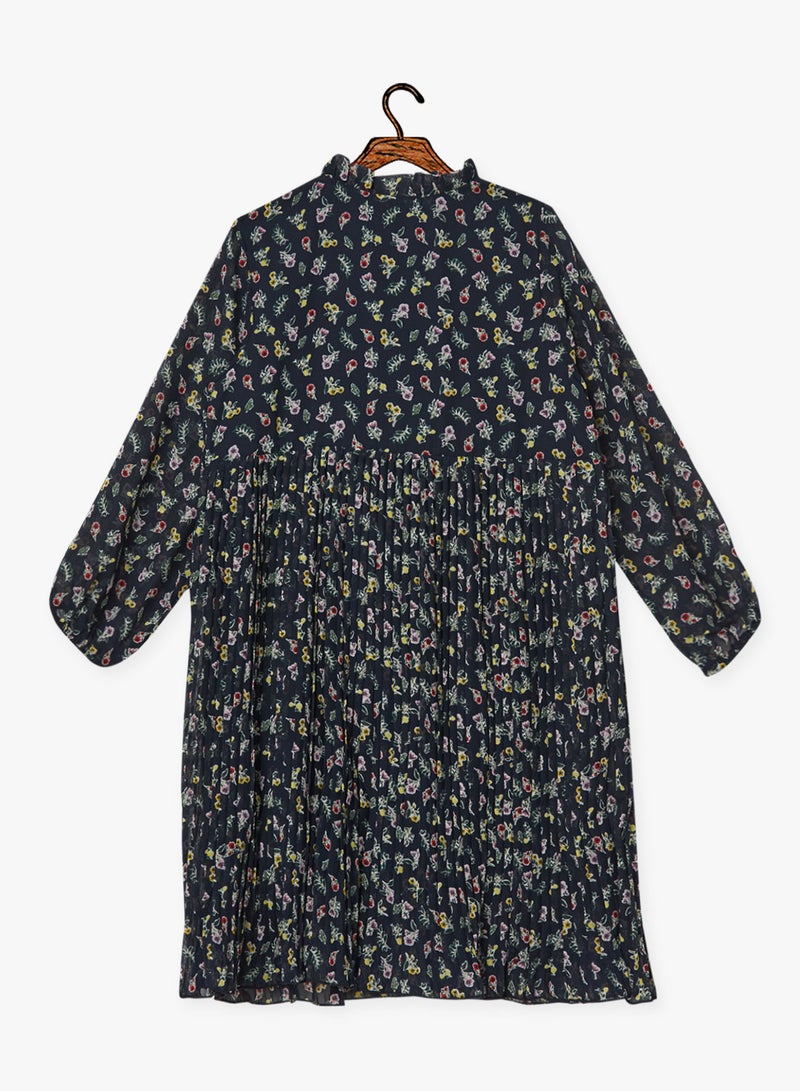 NAME IT - Classic Style Floral Pleated Dress Multicolour - Image 1