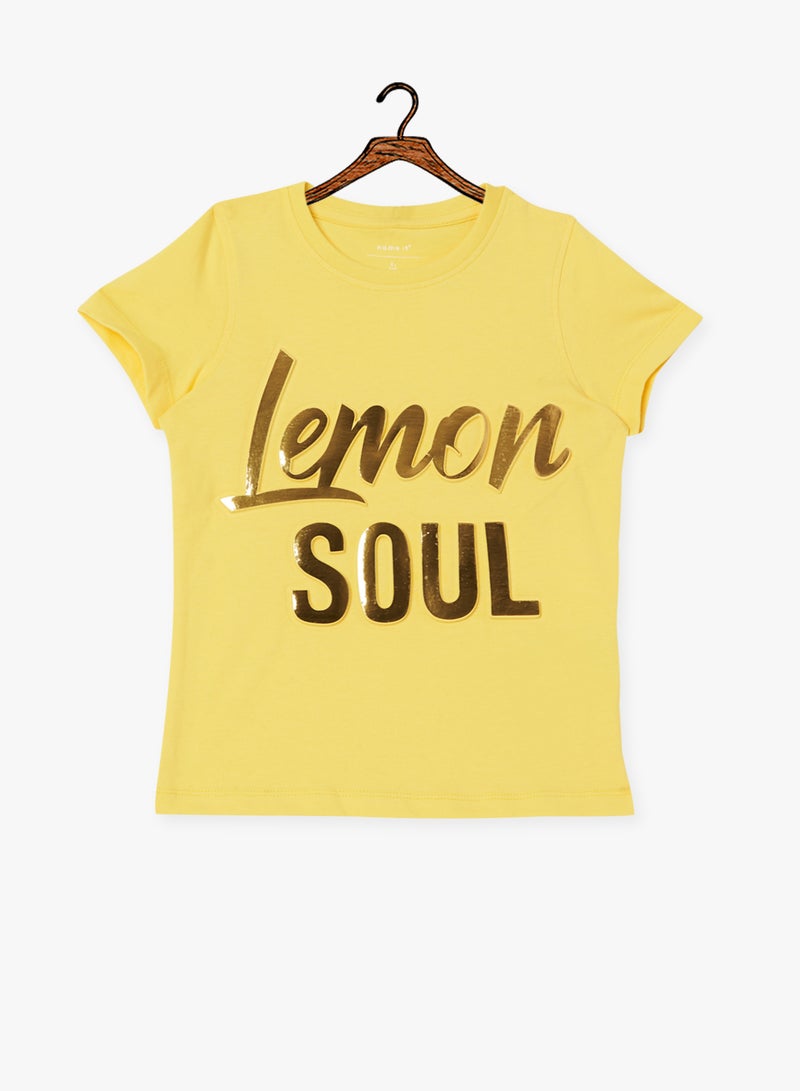 NAME IT Kids Text T-Shirt Yellow  - Image 1