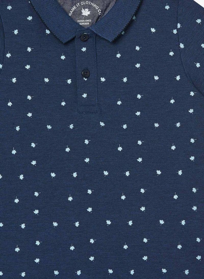 NAME IT - Kids Printed Polo Navy - Image 1
