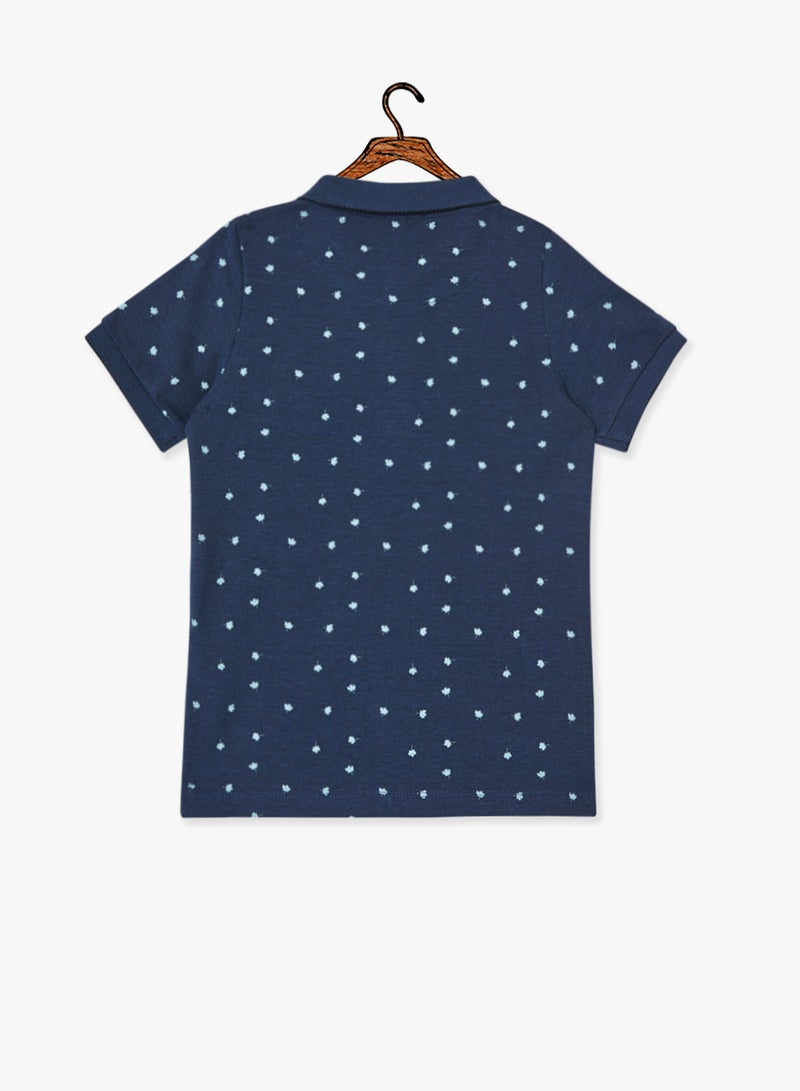 NAME IT - Kids Printed Polo Navy - Image 1