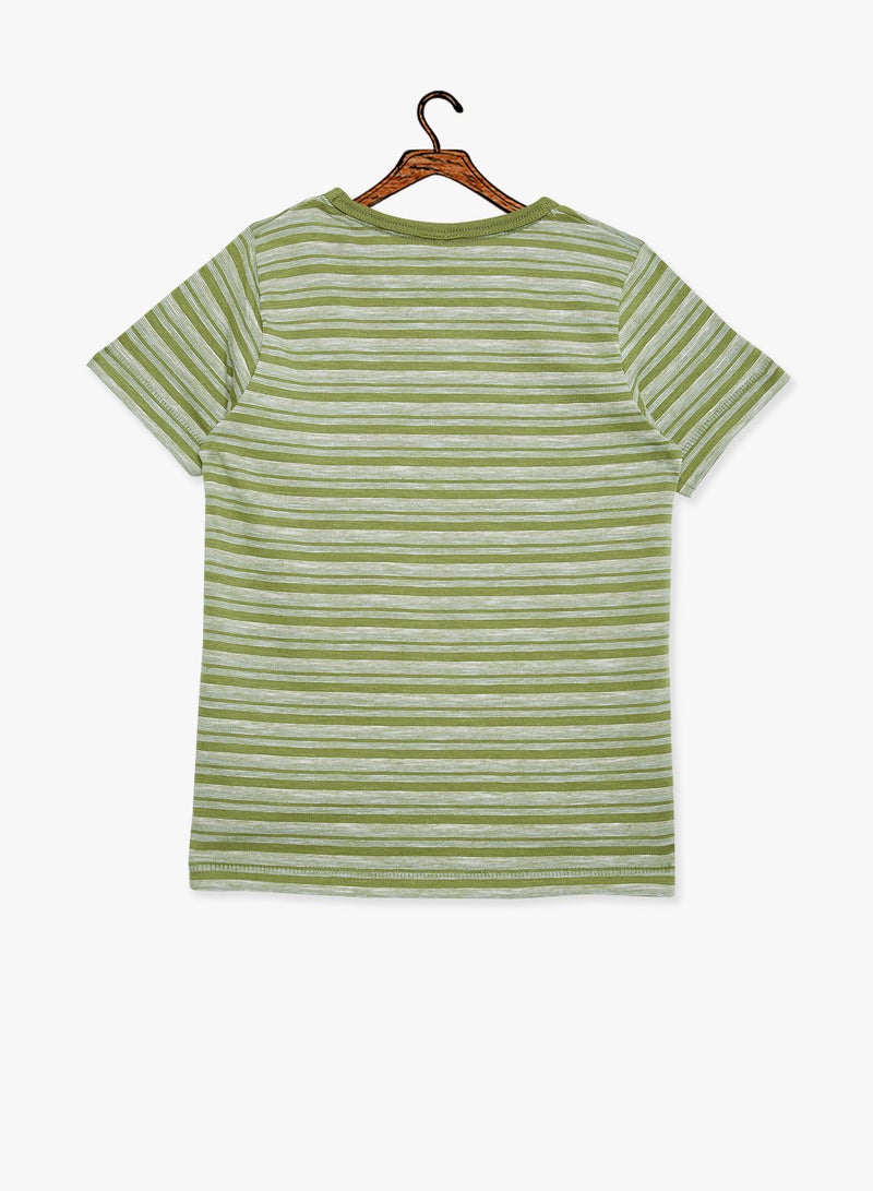 Kids Striped T-Shirt Olive - v1583327458/N35289031V_2