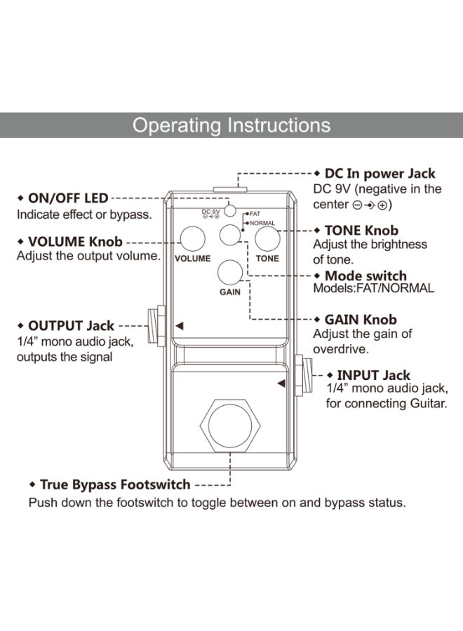 Wide Range Frequency Response Blues Style Overdrive Effect Pedal - v1583331015/N35171970A_4