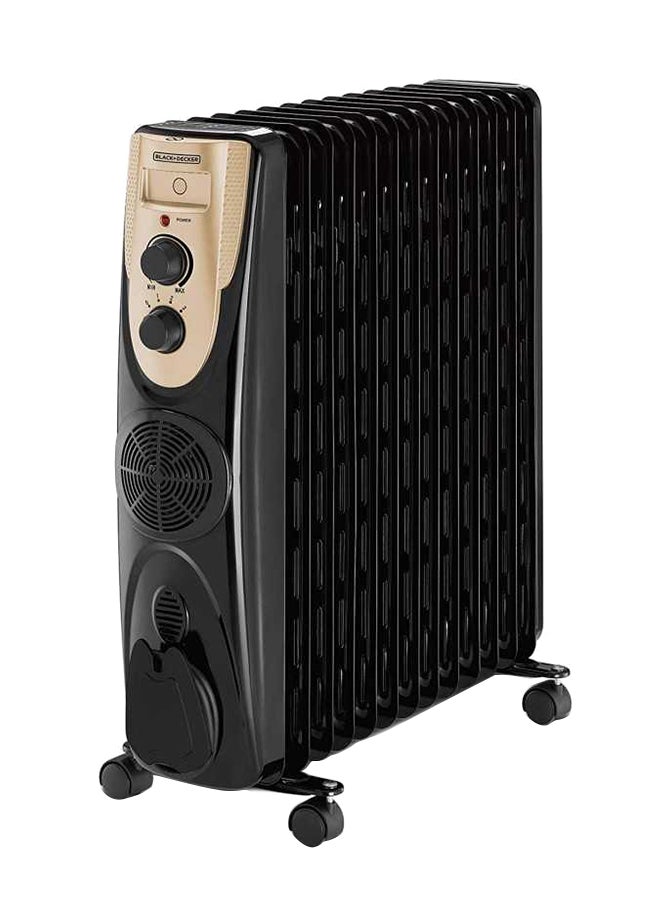 بلاك اند ديكر مدفأة رادياتير زيتية ذات 13 ريشة بقدرة 2500 وات ومزودة بمروحة 2500.0 W OR013FD أسود/ذهبي
