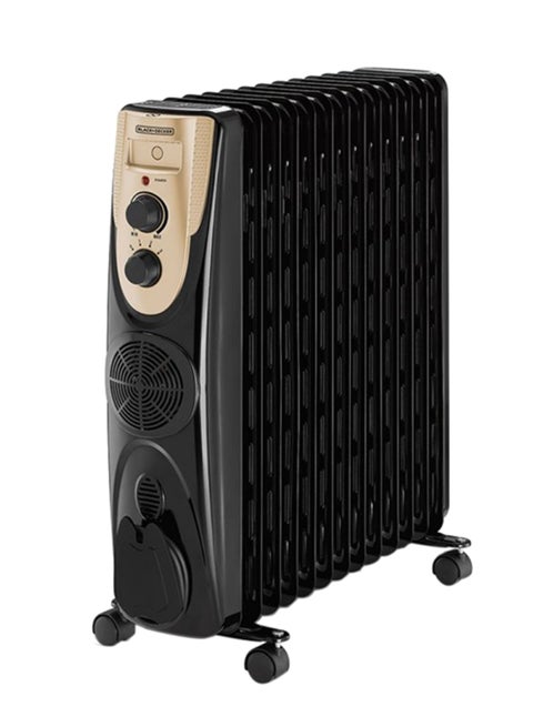 11-Fin Oil Radiator Heater 2500W With Fan 2500.0 W OR11FD/B Black/Gold