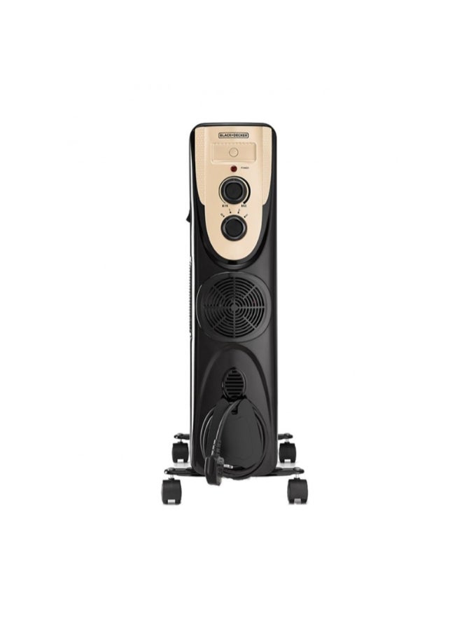 BLACK+DECKER - 11-Fin Oil Radiator Heater 2500W With Fan 2500.0 W OR11FD/B Black/Gold - Image 1