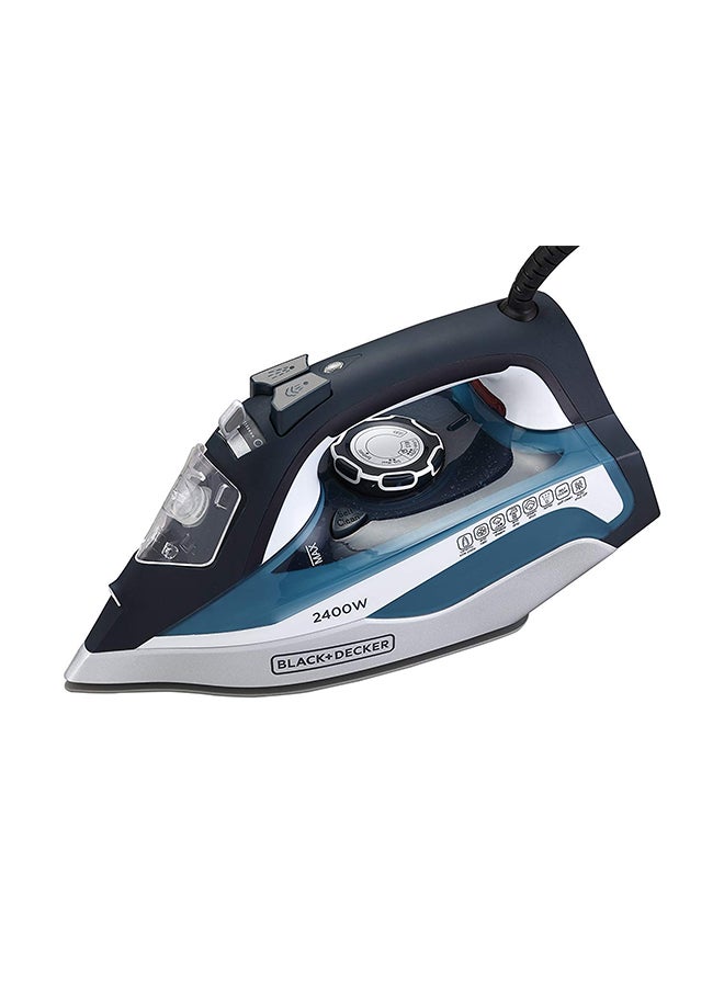 BLACK+DECKER Steam Iron 2400W With Ceramic Sole Plate X2150 Blue/White - Image 1
