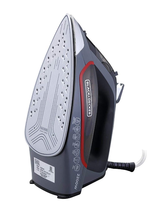 Steam Iron 2200W With Ceramic Sole Plate 380.0 ml X2050 Grey/Red - v1583332203/N35124094A_2