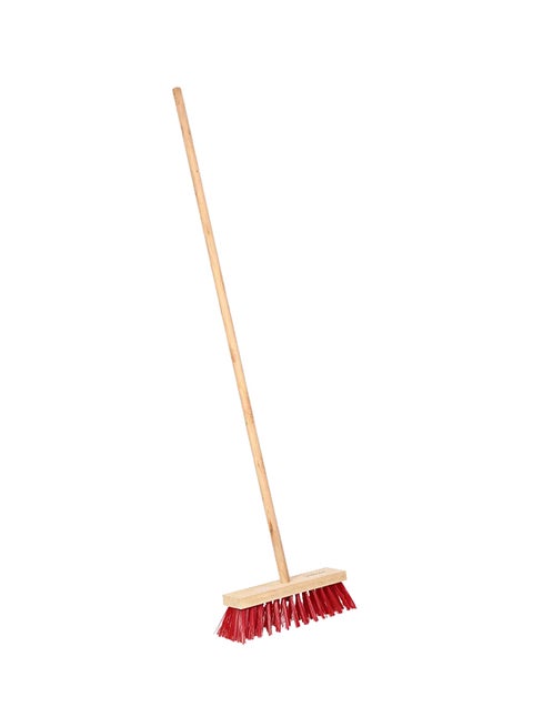 Hard Bristle Broom Beige/Red 120cm