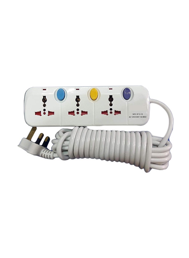 Universal Power Extension Cord Socket White/Grey 9.8 x 25.1 x 16centimeter