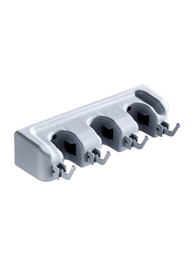 Multi-function Card Holder Mop Rack Broom Hanger Grey  - Image 1