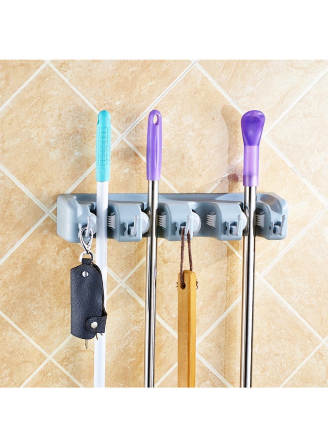 Multi-function Card Holder Mop Rack Broom Hanger Grey  - Image 3