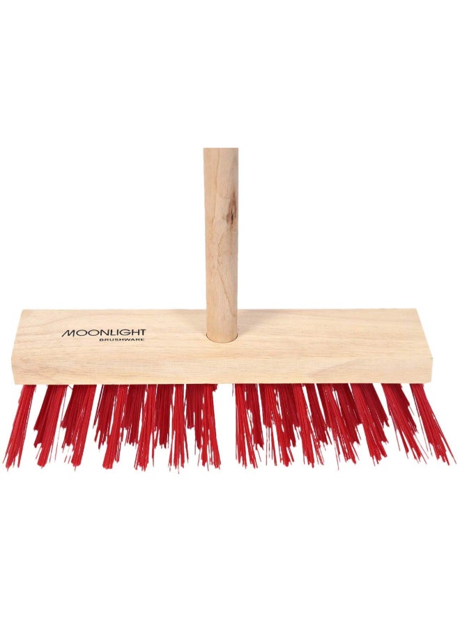 Hard Bristle Broom Beige/Red 120cm