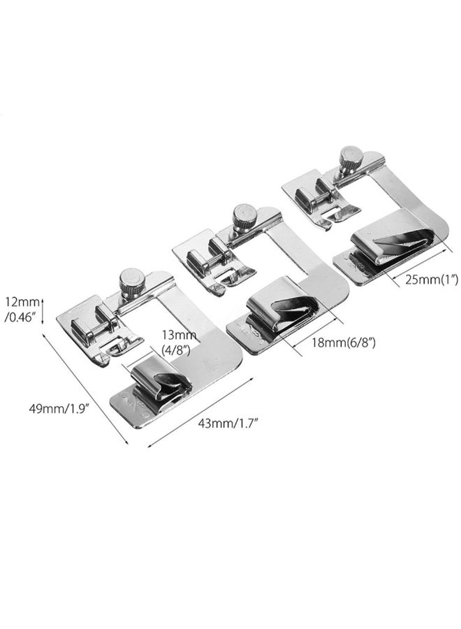 3-Piece Sewing Machine Presser Foot Silver 5 x 4 x 0.4inch - Image 2