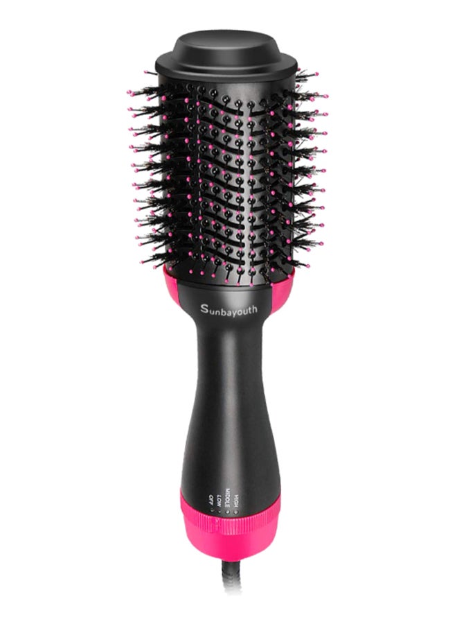 3-In-1 Electric Hair Blow Dryer Straightening Brush Black/Pink - Image 1