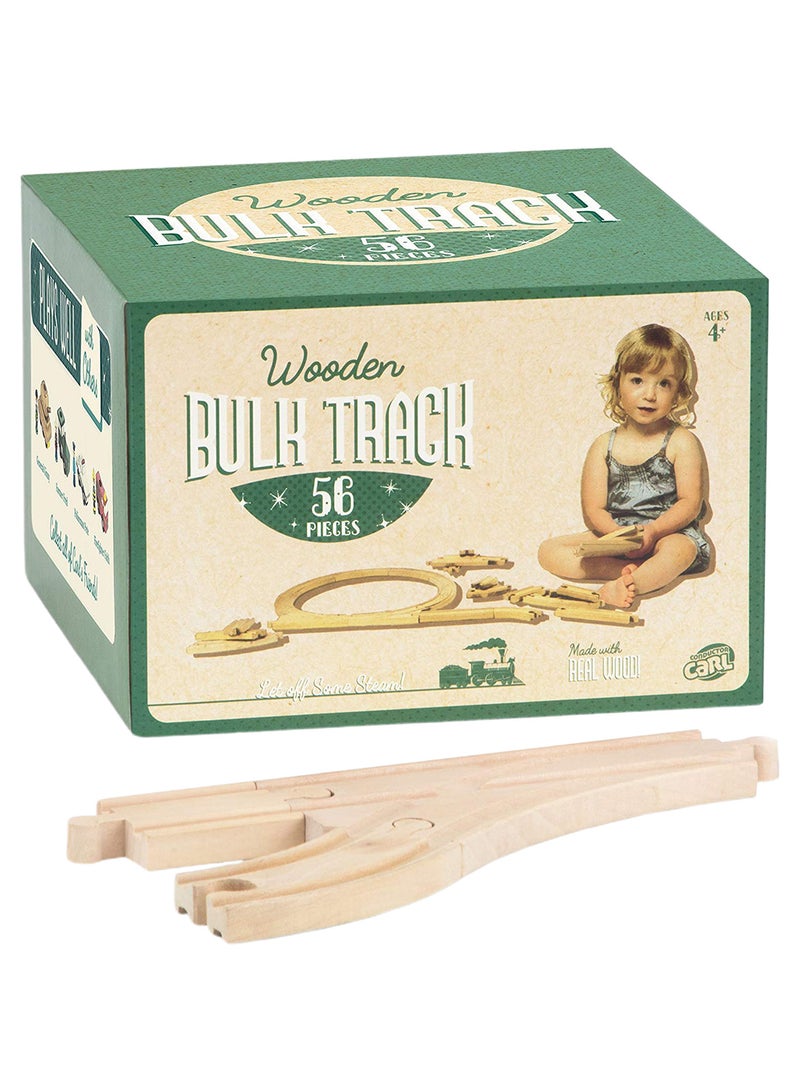 56-Piece Bulk Value Wooden Train Track Set  - Image 1