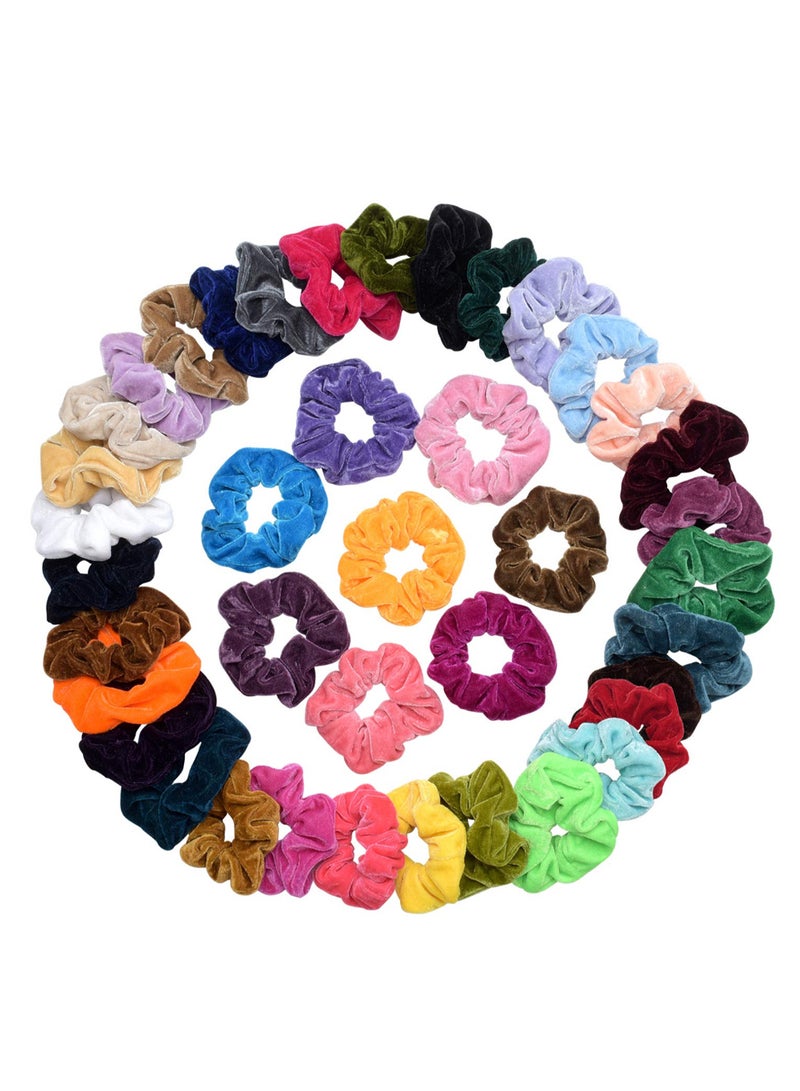 40-Piece Korean Velvet Hair Scrunchies Ponytail Holder Set Multicolour 4.3 x 1.4inch