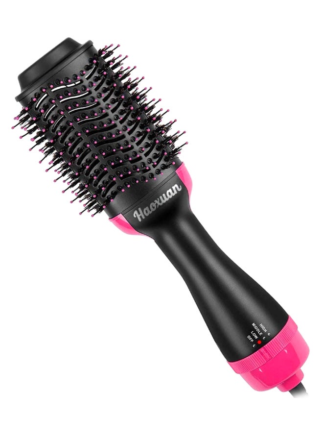 3-In-1 Hot Air Hair Dryer Brush Black/Pink