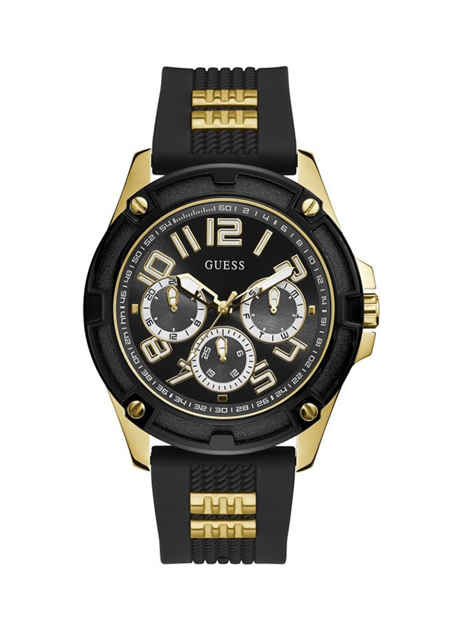 GUESS Men's Rubber Chronograph Wrist Watch GW0051G2 - 46 mm - Black/Gold - Image 1