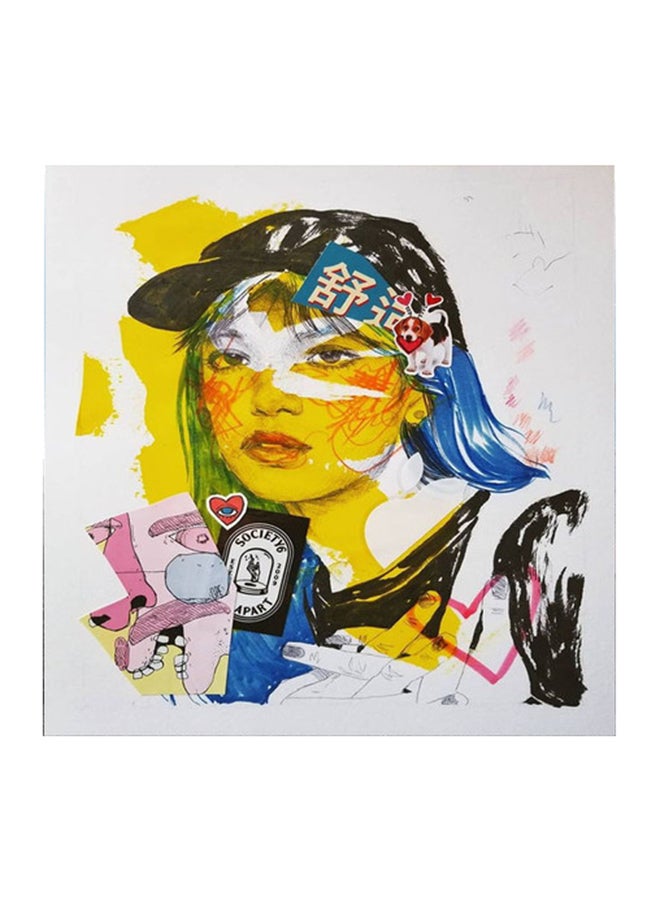 Girl MDF Wall Art Multicolour 30x30cm