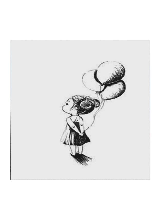 Girl Holds Balloons MDF Wall Art Multicolour 30x30cm