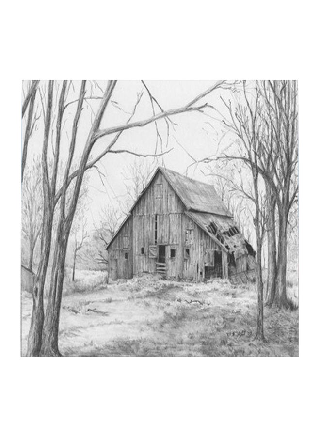 Hut In Black And White MDF Wall Art Multicolour 30x30cm 
