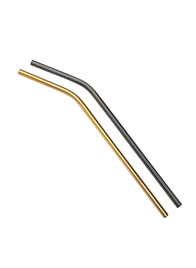 Generic 2-Piece Reusable Stainless Steel Straws Multicolour  - Image 1