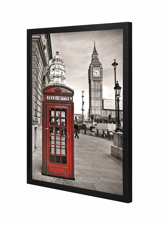 LOWHA Red London Telephone Wooden Frame Wall Art Multicolour 43x53cm 