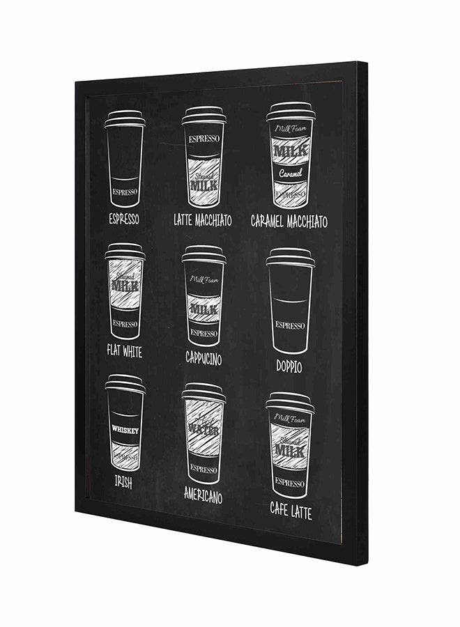 لوحة فنية لديكور الحائط بإطار خشبي غائر بتصميم مشروبات قهوة أسود/ أبيض 43x53Ø³Ù†ØªÙŠÙ…ØªØ±