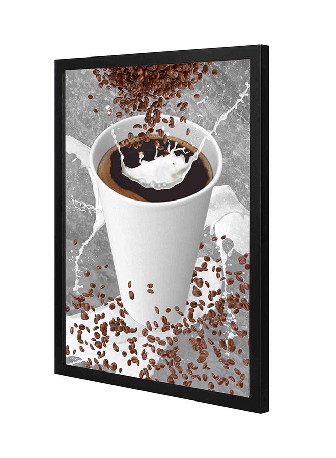 LOWHA Coffee Milk Printed Wooden Framed Wall Art Painting Multicolour 43x53cm