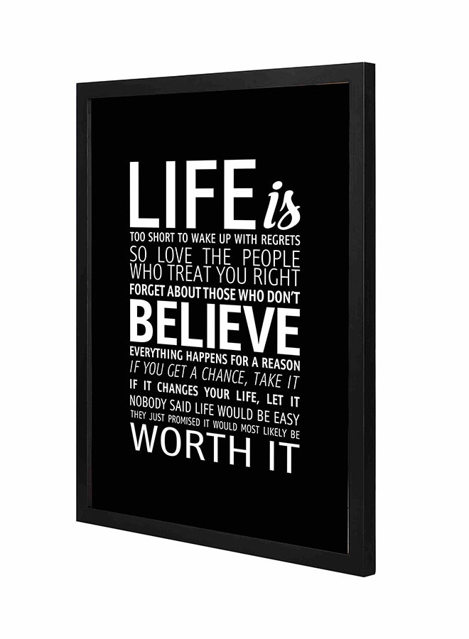 LOWHA Life Is Too Short   Wall Art Painting With Pan Wooden   Frame White/Black 43x53cm 