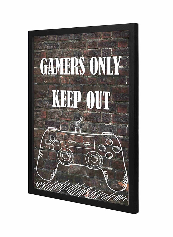 LOWHA Gamers Only Keep Out  Wall Art Painting With Pan Wooden Frame Grey/Red 43x53cm