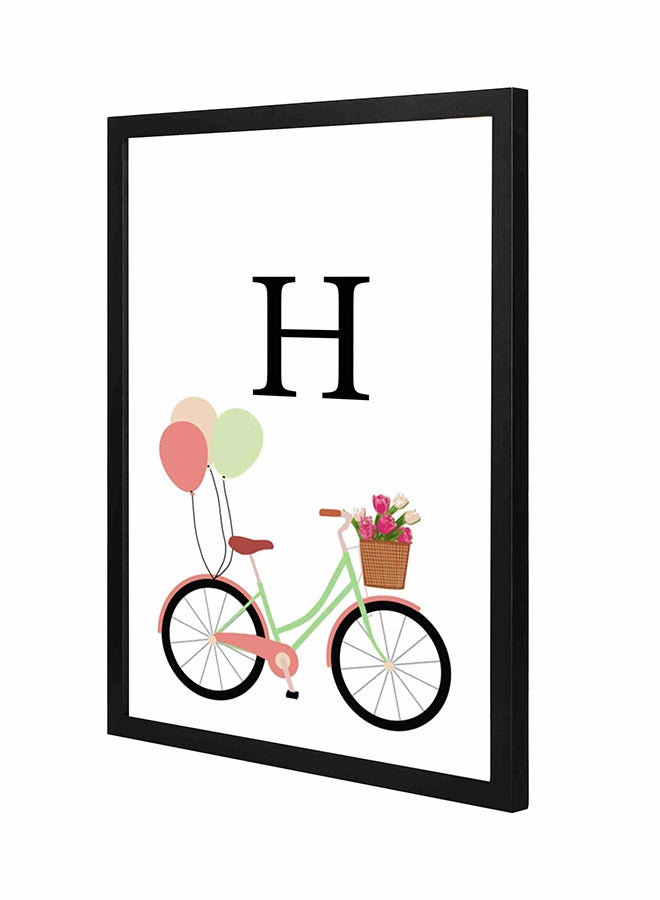 LOWHA H Letter Bike Balloons Wooden Frame Wall Art Multicolour 43x53cm 