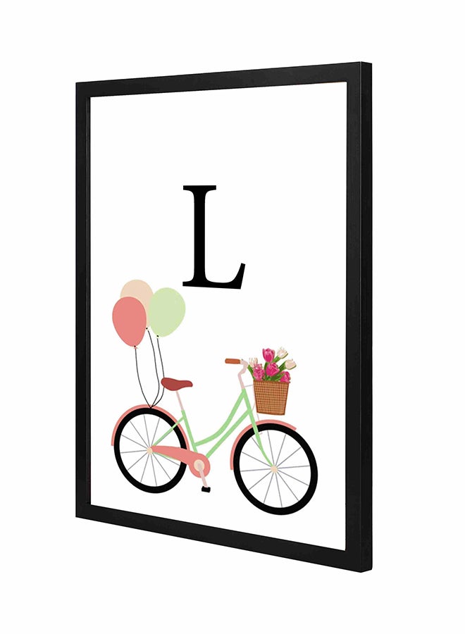 LOWHA L Letter Bike Balloons Wall Art Painting With Pan Wooden   Frame Black/White 43x53cm 