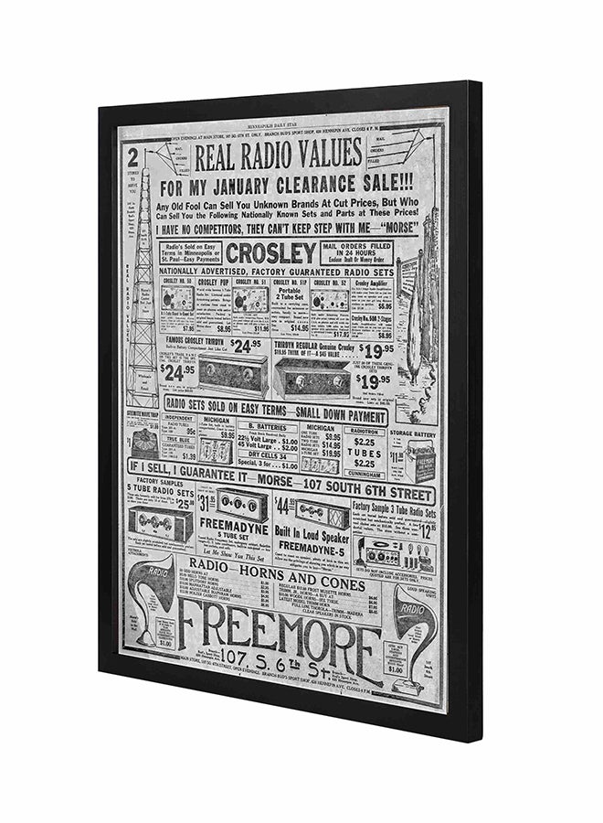 لوحة فنية جدارية بإطار خشبي بطبعة كلاسيكية لجريدة أسود/ رمادي 43x53Ø³Ù†ØªÙŠÙ…ØªØ±