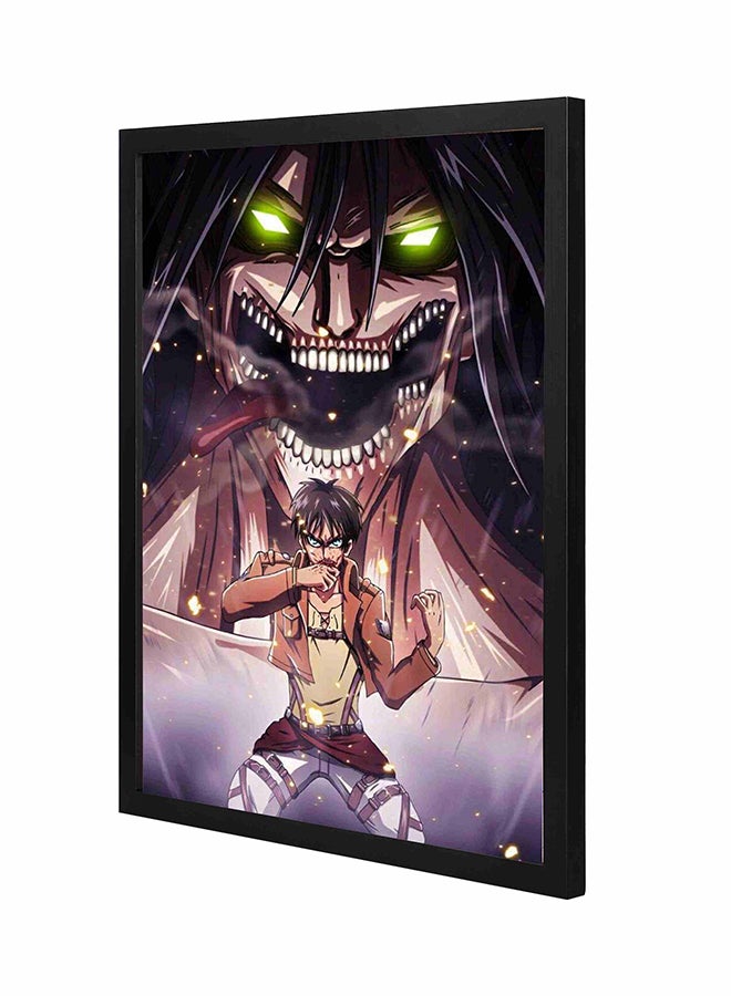 لوحة لوحة فنية تمثل شخصية إيرين مستوحاة من مسلسل "Attack On Titan" بإطار بان خشبي أبيض 43x53Ø³Ù†ØªÙŠÙ…ØªØ± 
