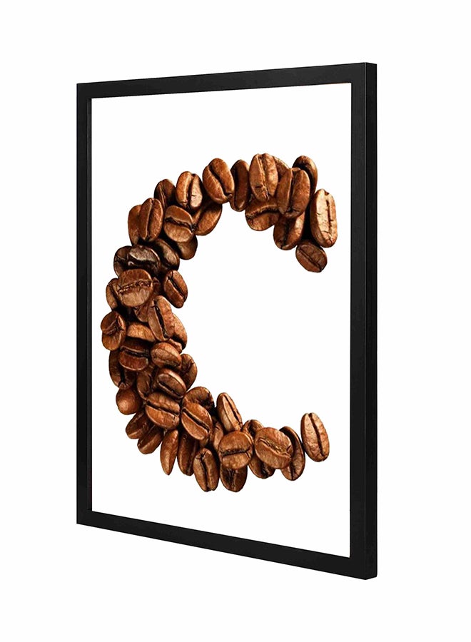 لوحة فنية لديكور الحائط بإطار خشبي غائر بتصميم حبوب قهوة على شكل حرف "C" متعدد الألوان 43x53سم